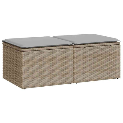 Set Sofás Jardín Y Cojines 2 Pzas Ratán Sintético Acacia Beige / Vetonek_0