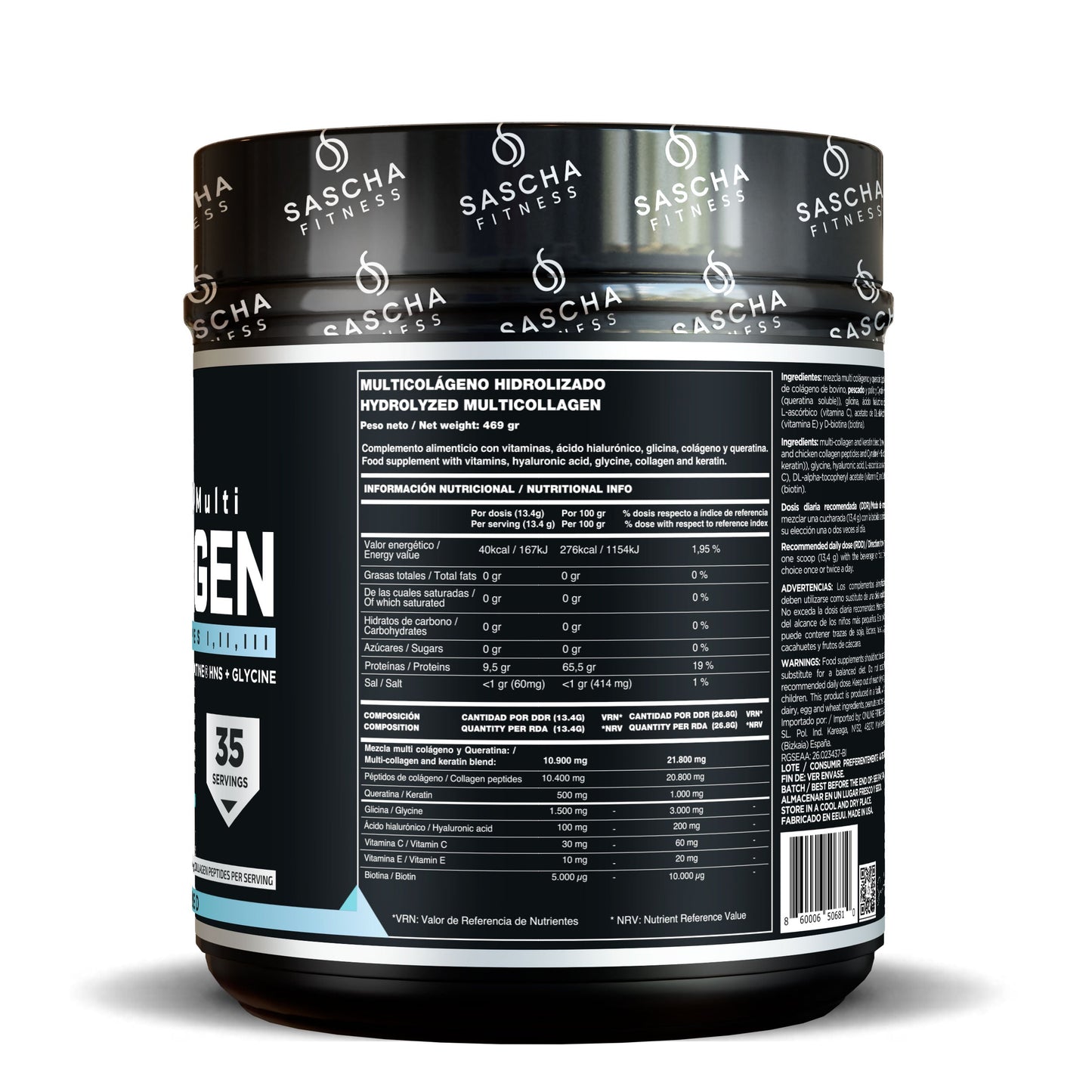 Colágeno Multi Hidrolizado Sin Sabor- Sascha Fitness España