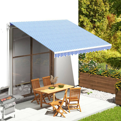 Tela De Repuesto Para Toldo Azul Y Blanco 4x3,5 M Poliéster_1