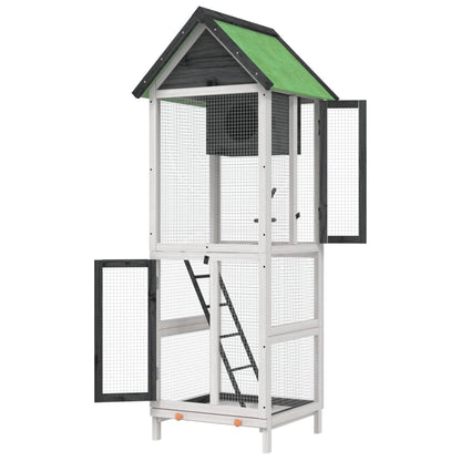Vidaxl Casita Para Pájaros Madera Maciza Pino Gris 60x58,5x160 Cm_5
