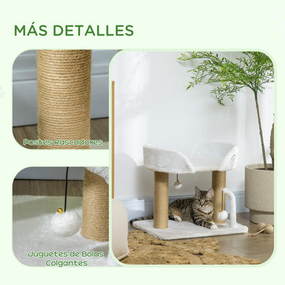 Pawhut Árbol Rascador Para Gatos Pequeños Altura 42 Cm 48x38x42 Cm Blanco_4