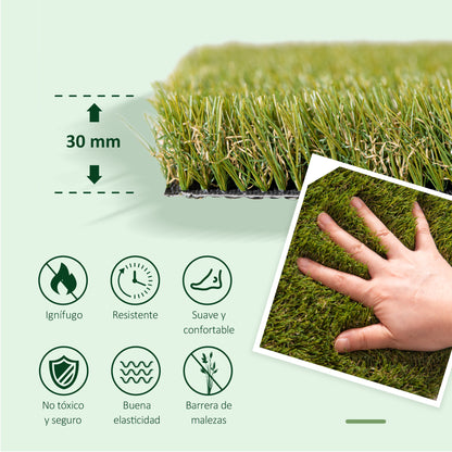 Outsunny Césped Artificial 30 Mm Rollos De 1x4 M Realista Para Terraza Jardín_5