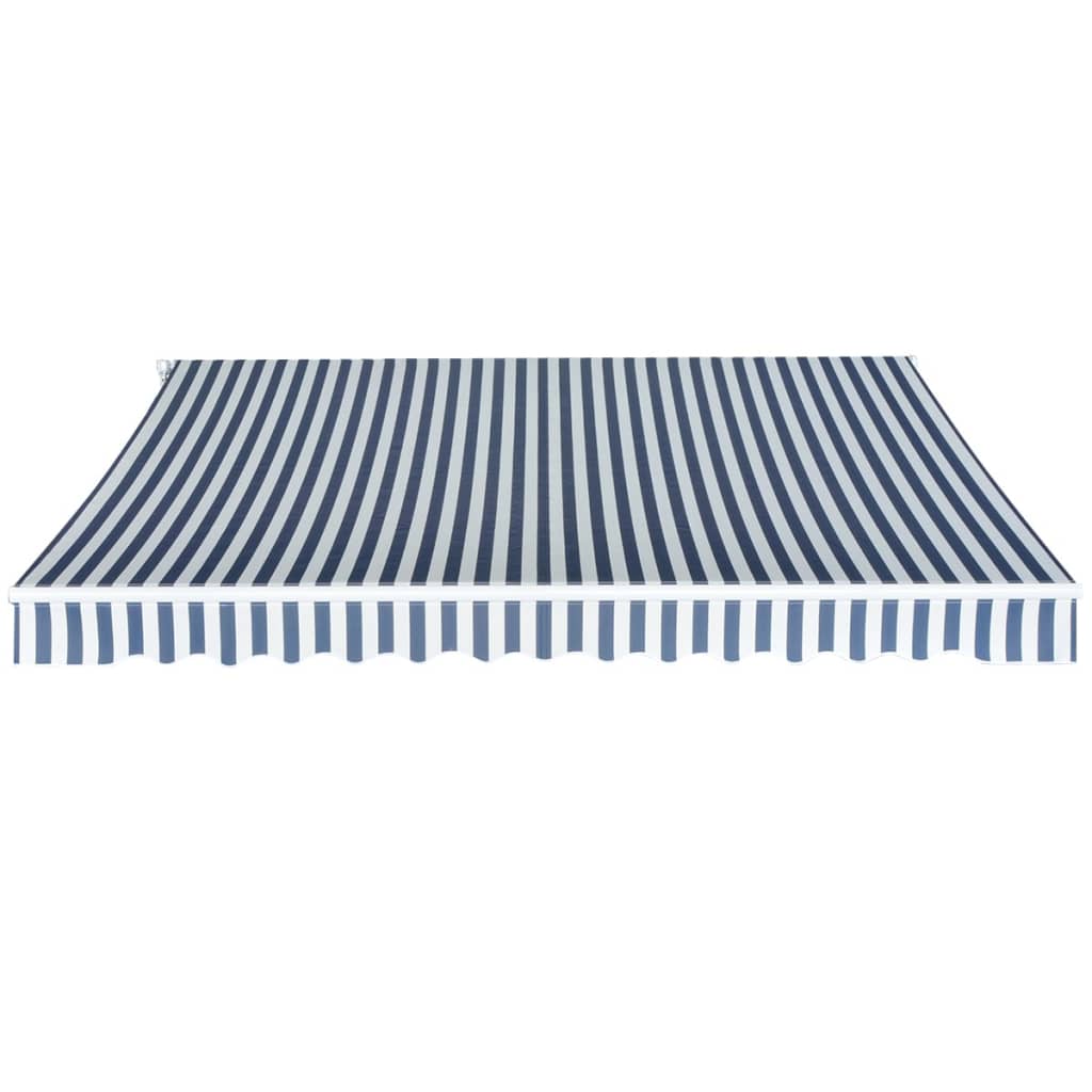 Toldo Plegable De Operación Manual 350 Cm Azul Y Blanco_0