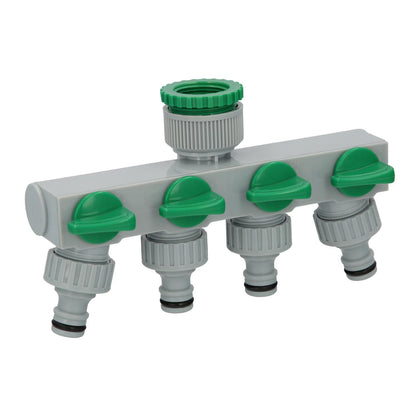 Adaptador Manguera Plastico 3/4 - 1  4 Vias, Distribuidor 4 Vias, Divisor Manguera, Ajuste Independiente, Tomas 1/2+adaptador_0