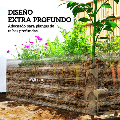 Outsunny Jardinera Exterior Grande Rectangular De Acero Galvanizado_3