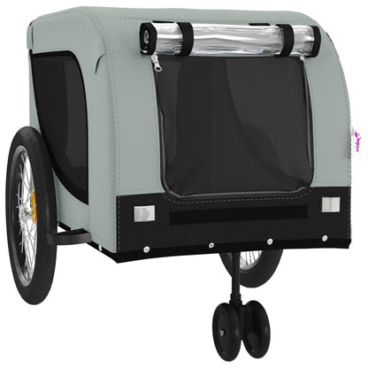 Vidaxl Remolque De Bicicleta Mascotas Hierro Tela Oxford Gris Negro_3