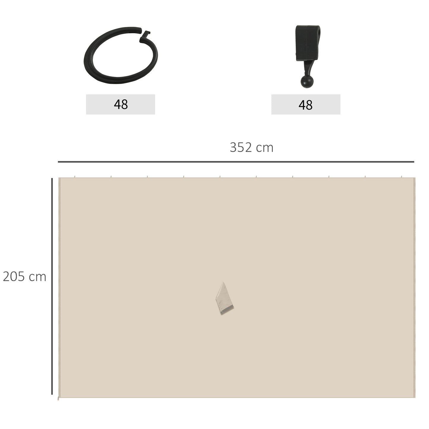 Outsunny 4 Paredes Laterales Para Cenador 3,5x2 M Con 48 Ganchos Y Anillos_2