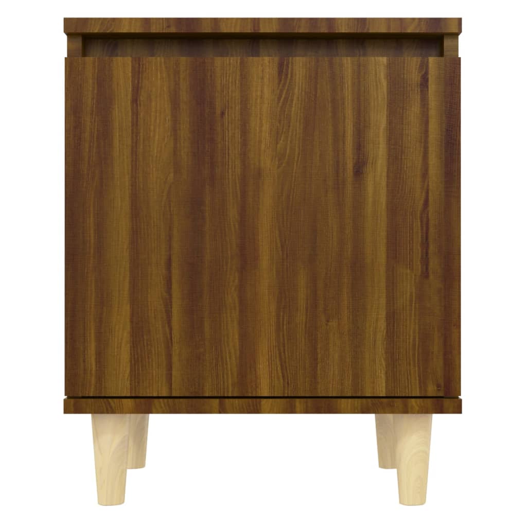 Mesita De Noche Con Patas Madera Maciza Marrón Roble 40x30x50cm_3