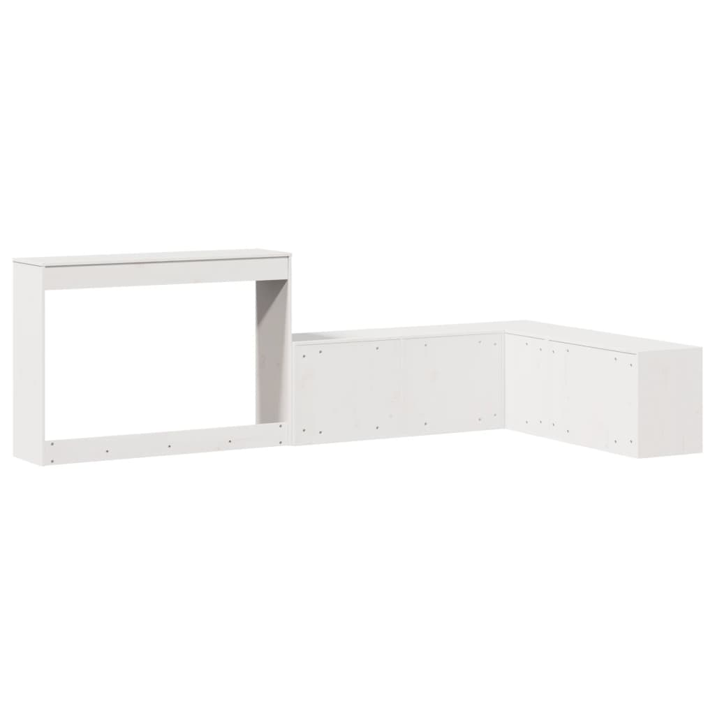 Mueble Con Escritorio Madera Maciza Pino Blanco 232x122x75 Cm_4
