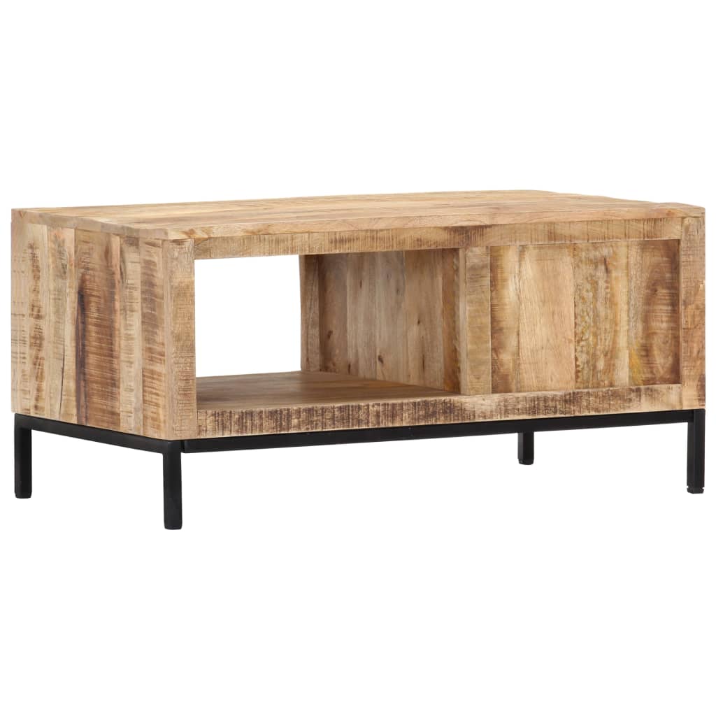 Mesa De Centro De Madera Maciza De Mango 88x50x42 Cm_1