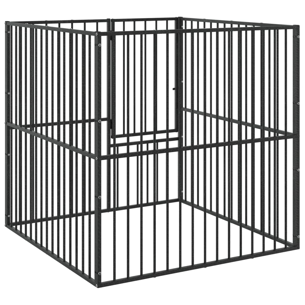 Corralito Para Perros Con 4 Paneles Acero Galvanizado Negro_0