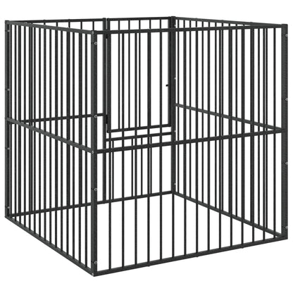Corralito Para Perros Con 4 Paneles Acero Galvanizado Negro_0