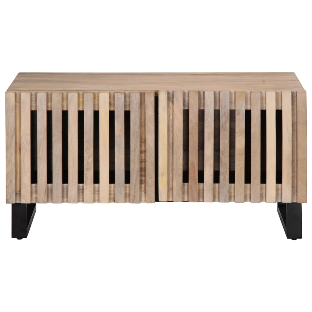 Mesa De Centro De Madera Maciza De Mango Blanca 80x51x40 Cm_0