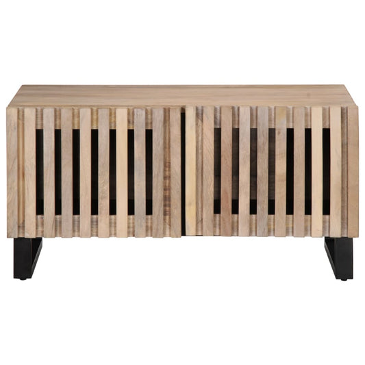 Mesa De Centro De Madera Maciza De Mango Blanca 80x51x40 Cm_0