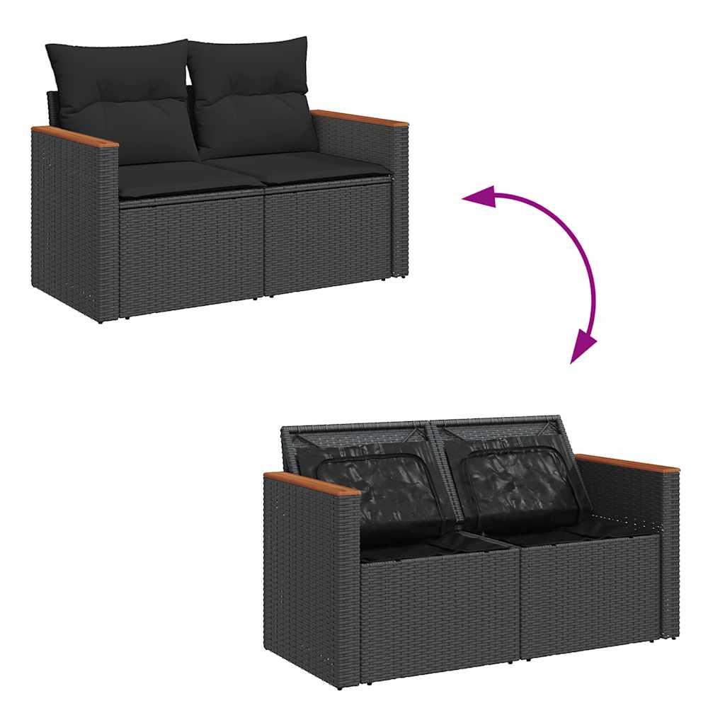 Set De Sofás De Jardín 7 Pzas Con Cojines Ratán Sintético Negro / Vetonek_0