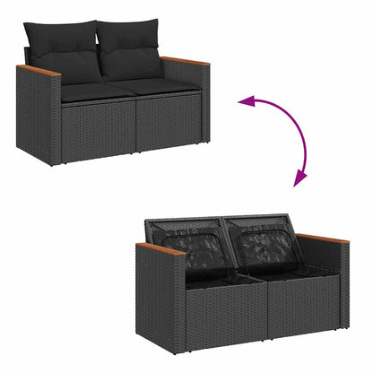 Set De Sofás De Jardín 7 Pzas Con Cojines Ratán Sintético Negro / Vetonek_0