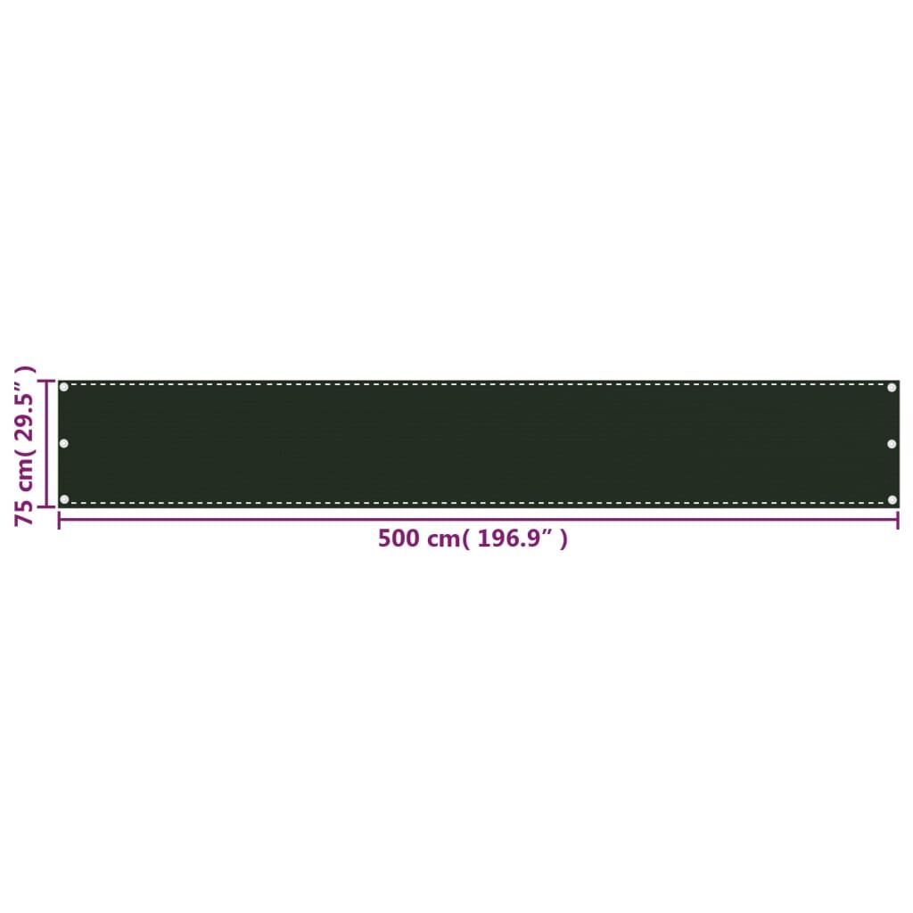 Vidaxl Toldo Para Balcón Hdpe Verde Oscuro 75x500 Cm_4