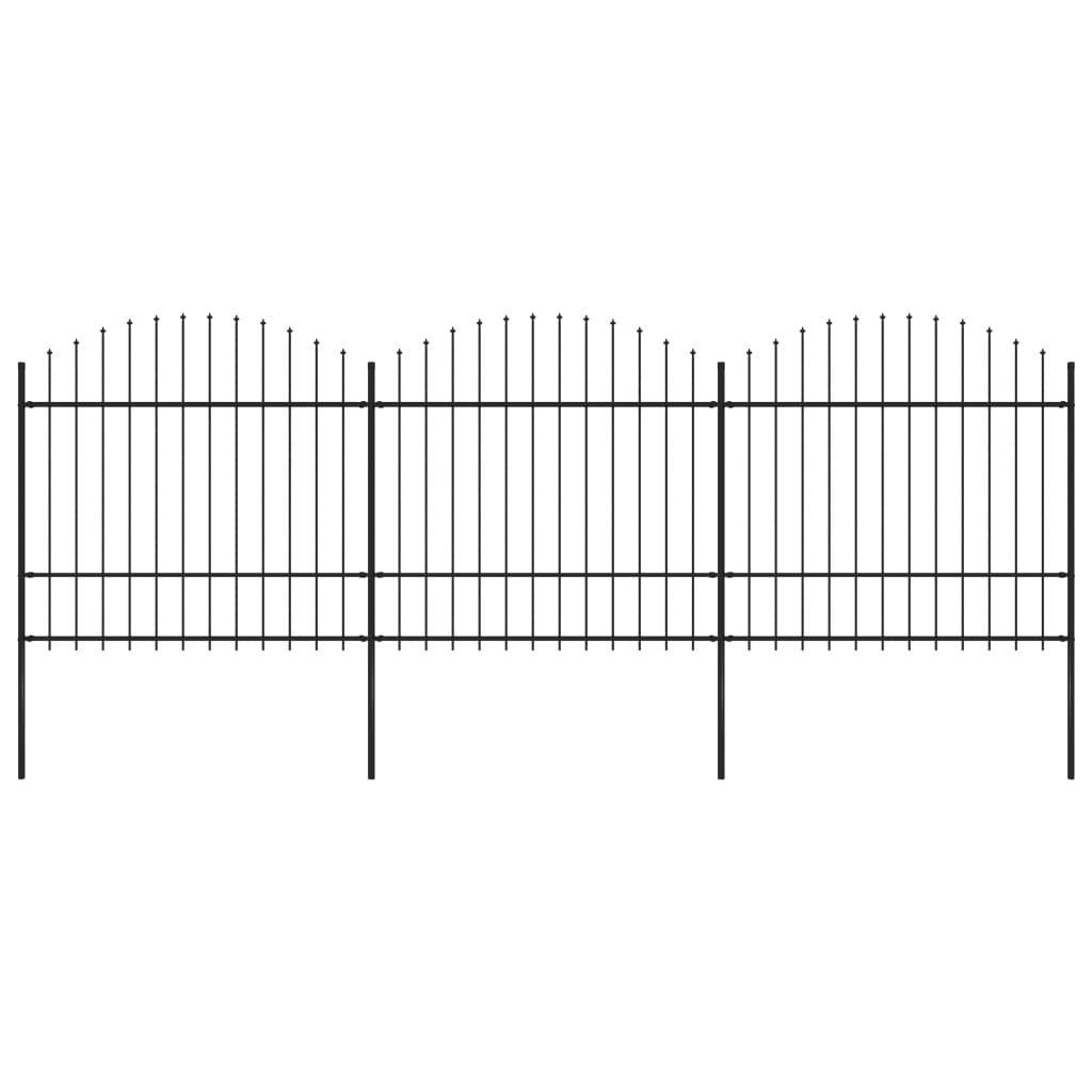 Valla De Jardín Con Puntas De Lanza Acero Negro (1,5-1,75)x5,1m / Vetonek_4