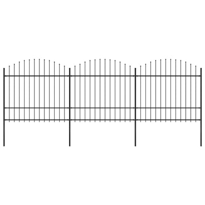 Valla De Jardín Con Puntas De Lanza Acero Negro (1,5-1,75)x5,1m / Vetonek_4