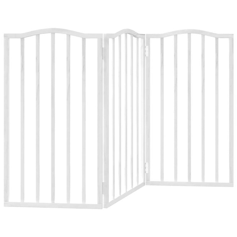 Vidaxl Puerta Para Perros Plegable 3 Paneles Madera Álamo Blanca 150cm_5