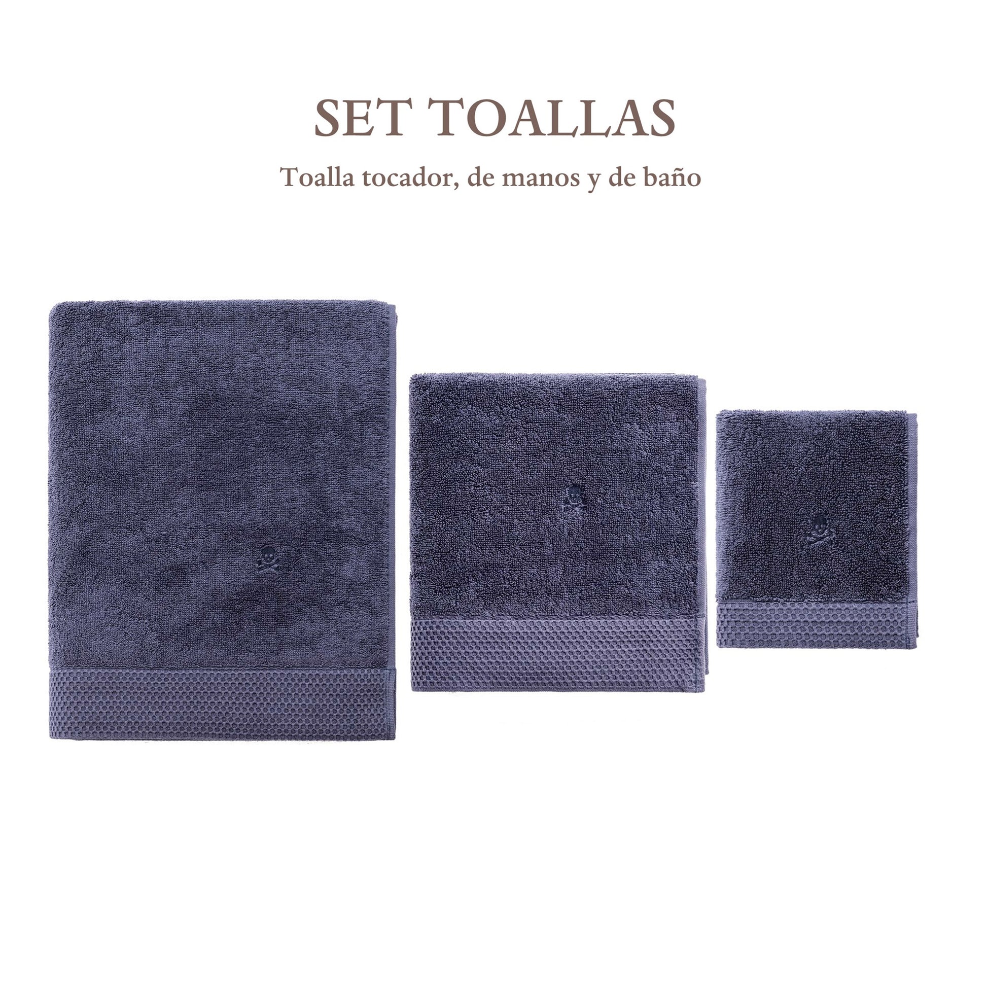 Juego De 3 Toallas Navy (tocador 30x50cm, Manos 50x100cm Y Baño 90x150cm) Scalpers Home_1