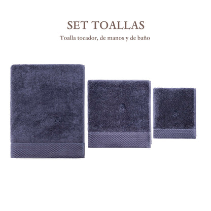 Juego De 3 Toallas Navy (tocador 30x50cm, Manos 50x100cm Y Baño 90x150cm) Scalpers Home_1