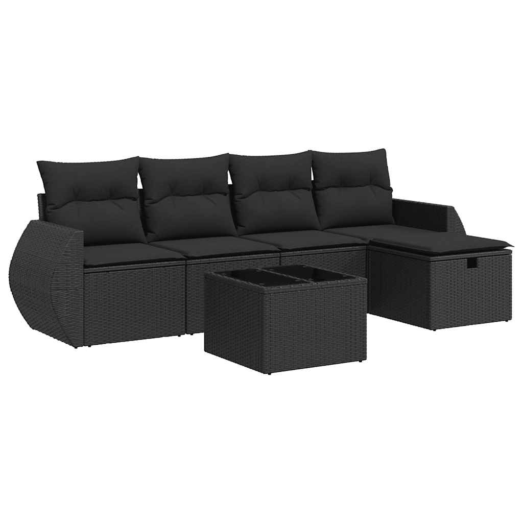 Set De Sofás De Jardín 6 Piezas Y Cojines Ratán Sintético Negro / Vetonek_4