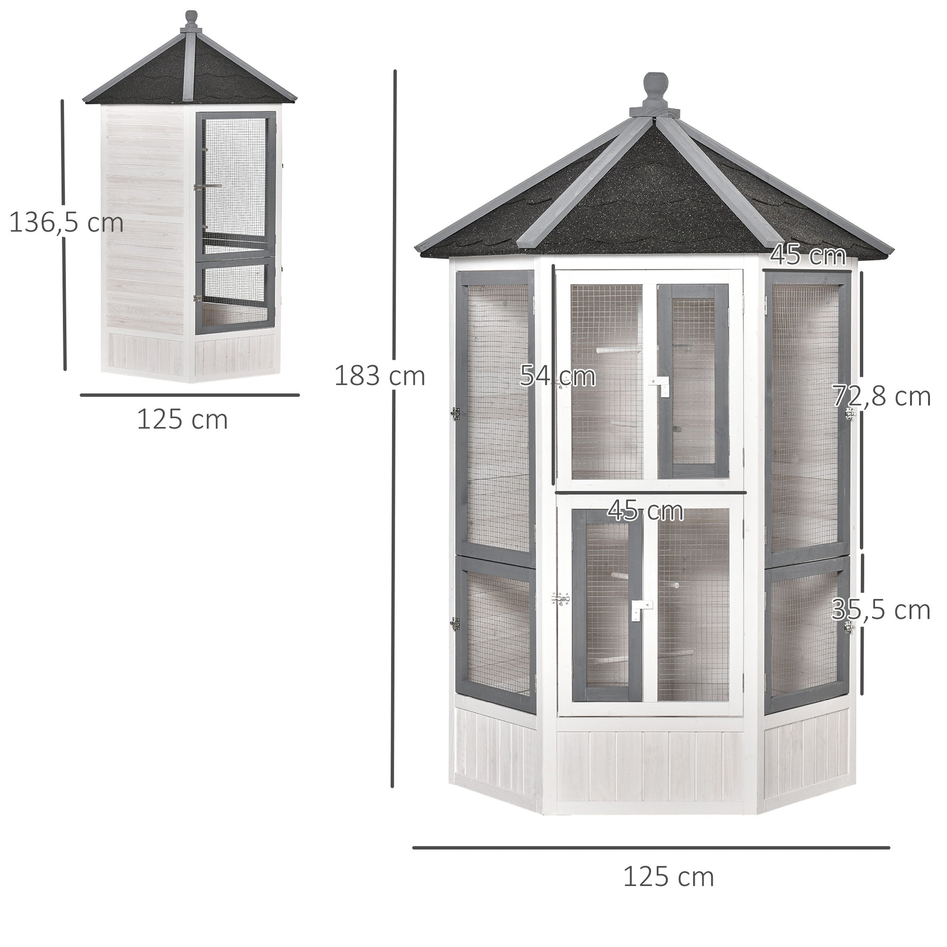 Pawhut Pajarera De Madera Grande Para Jardín Con Múltiples Ventanas Y Techo_2