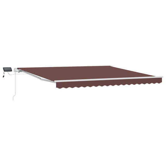 Toldo Retráctil Manual Con Luces Led Marrón 400x300 Cm_0