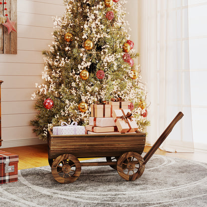 Outsunny Carrito De Madera Con 4 Ruedas Y Mango Drenaje 115x40x54,5 Cm_4