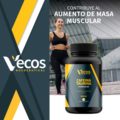 Pre-workout Cafeína 300 Mg Vecos 100 Cápsulas | Energía Extrema | Taurina + B6_1