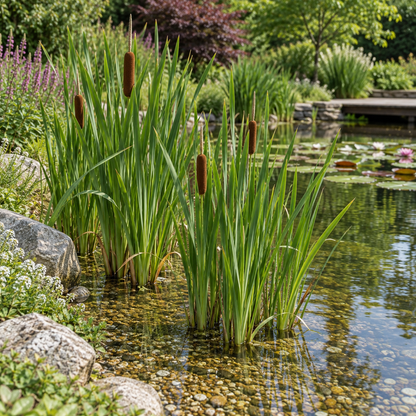 Espadaña Typha Latifolia Planta Estanque - Set 4 Plantas Con Cesta Y Sustrato_1