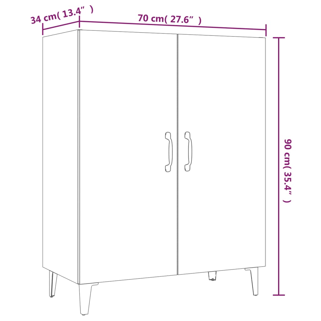 Aparador De Madera Contrachapada Roble Sonoma 70x34x90 Cm / Vetonek_5