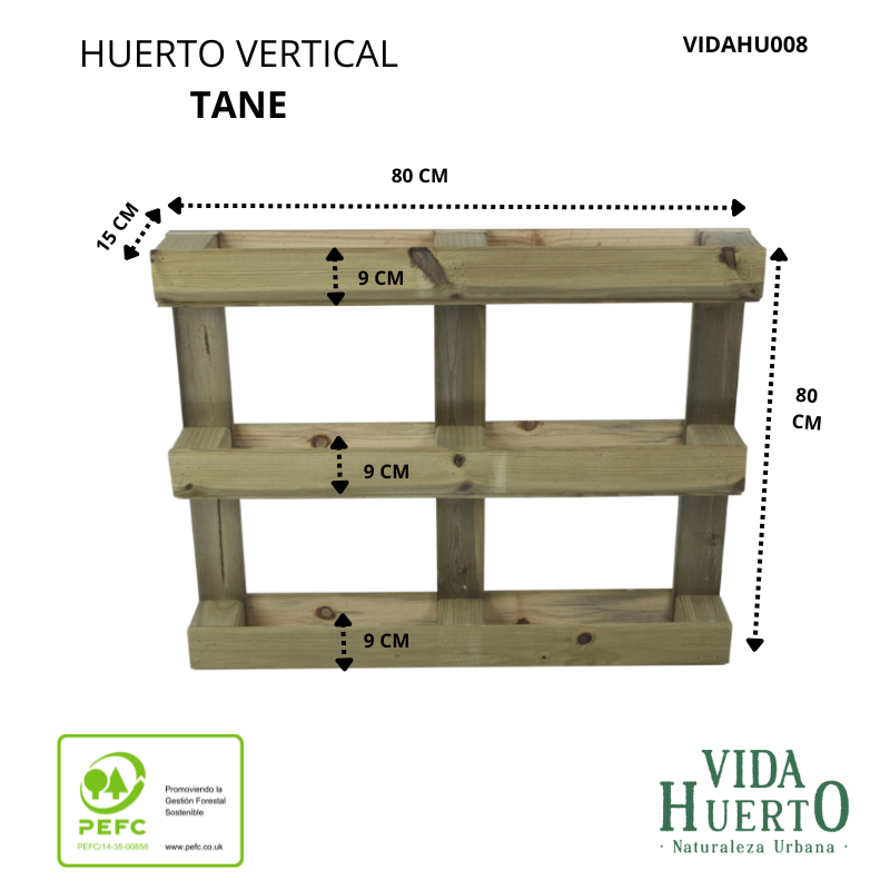 Huerto Urbano Pared Tane Estilo Palet Vidahuerto 80x15x80 Cm._2