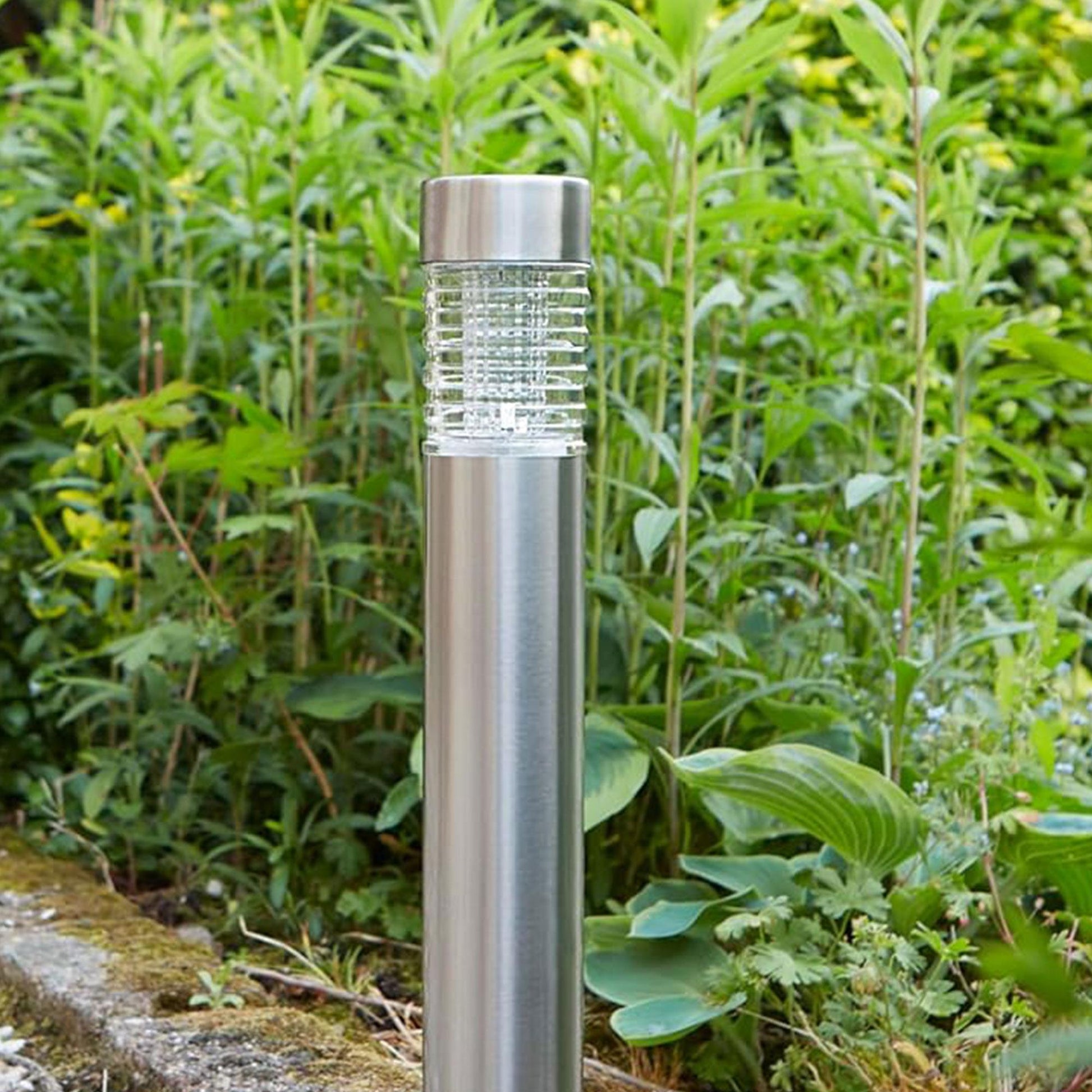 Well Home Luz Solar De Acero Inoxidable Con Pantalla De Cristal Y Led Blanco Cálido Ø6x27cm_2