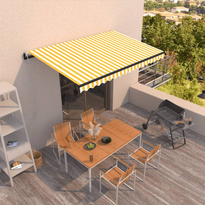 Toldo Retráctil Automático Amarillo Y Blanco 450x300 Cm_1