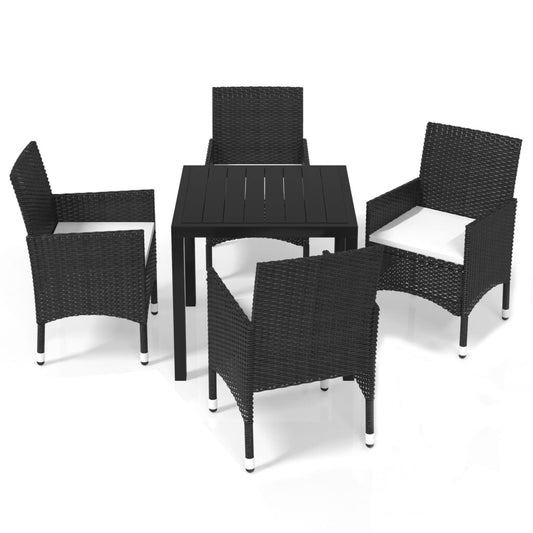Vidaxl Juego Muebles Jardín 5 Pzas Con Cojines Ratán Sintético Negro_0