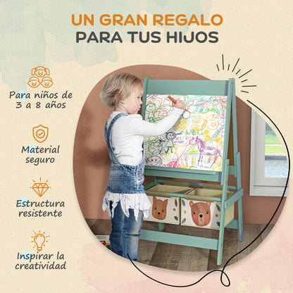 Caballete Para Niños Aiyaplay Mdf, Madera De Pino Verde 54x46.5x93 Cm_5