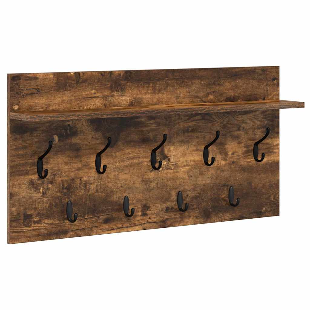 Perchero De Pared Con Estante Roble Ahumado 80 X 40 X 12 Cm_0