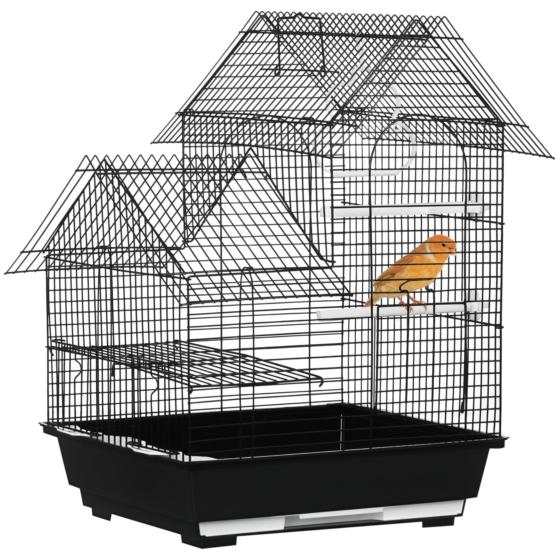 Pawhut Jaula Para Pájaros 39x33x47cm Con 3 Puertas 2 Comederos 2 Perchas Bandeja_0