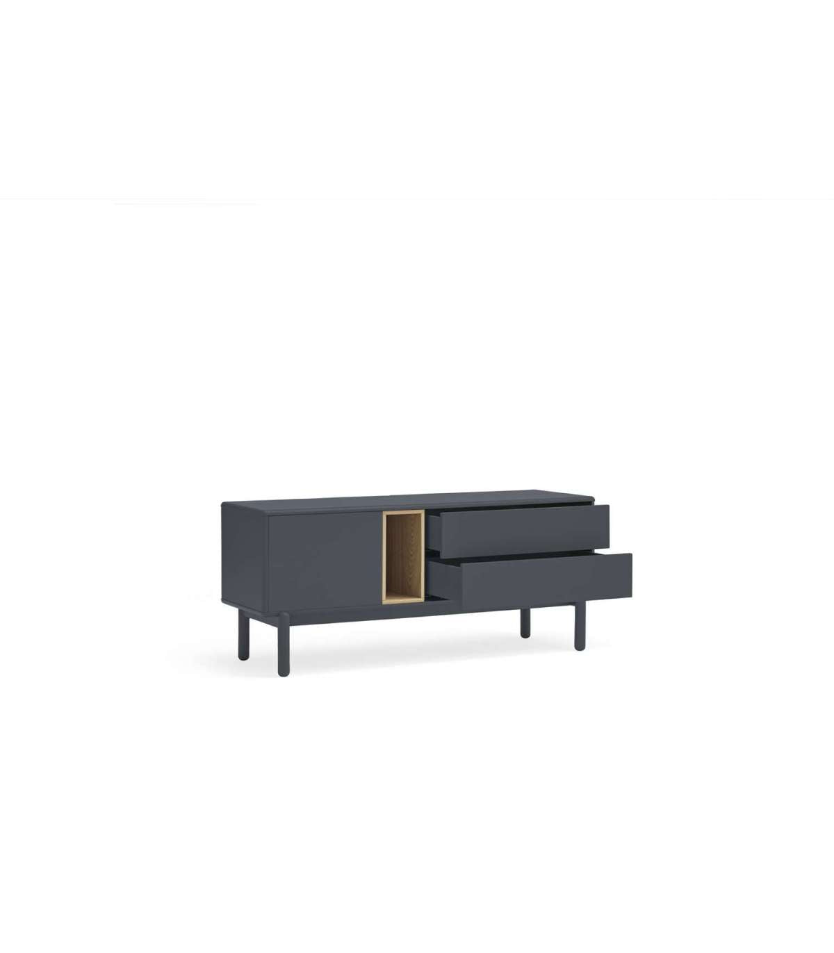 Mueble Para Televisión Modelo Corvo 1 Puerta 2 Cajones Acabado Gris Antracita, 140cm(anch_4