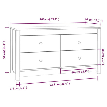 Armario Auxiliar Madera Maciza De Pino Blanco 100x40x54 Cm / Vetonek_0