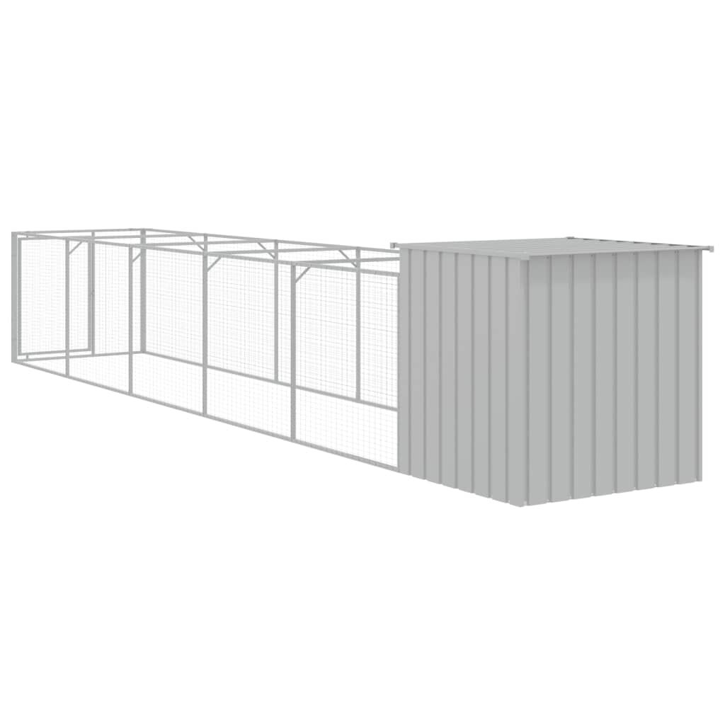 Vidaxl Caseta Perros Corral Acero Galvanizado Gris Claro 110x609x110cm_4