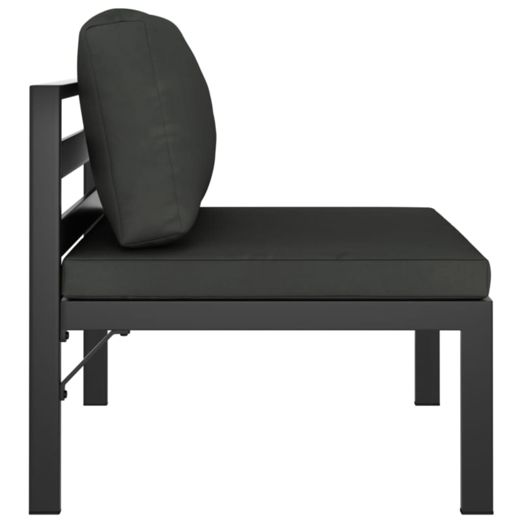 Conjunto De Sofás De Aluminio Negro Con Cojines Acolchados Y Mesa De Centro / Vetonek_0