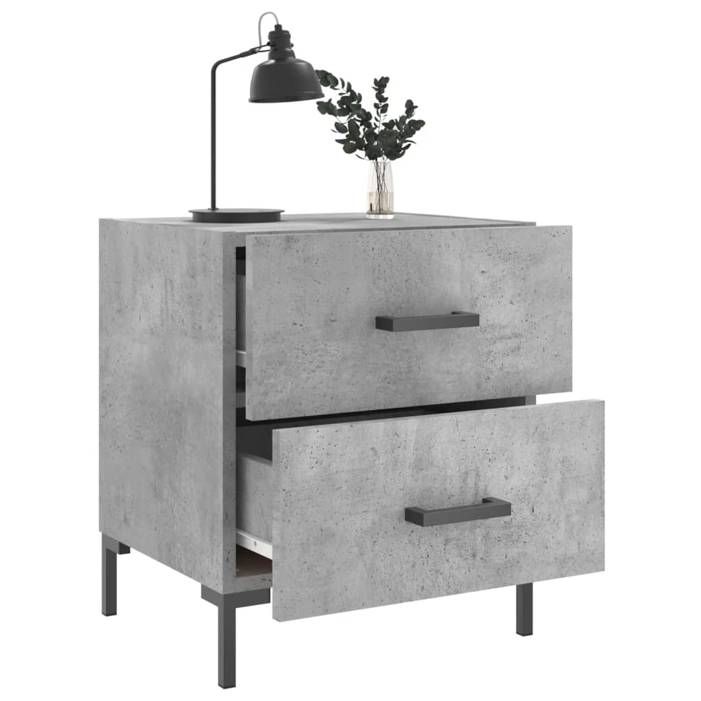 Mesita Noche 2 Uds Madera Ingeniería Gris Hormigón 40x35x47,5cm_2