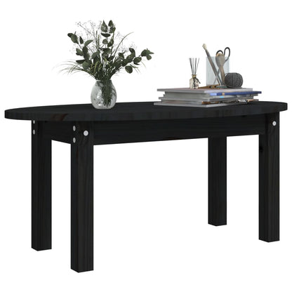 Mesa De Centro De Madera Maciza De Pino Negro 80x40x35 Cm_2