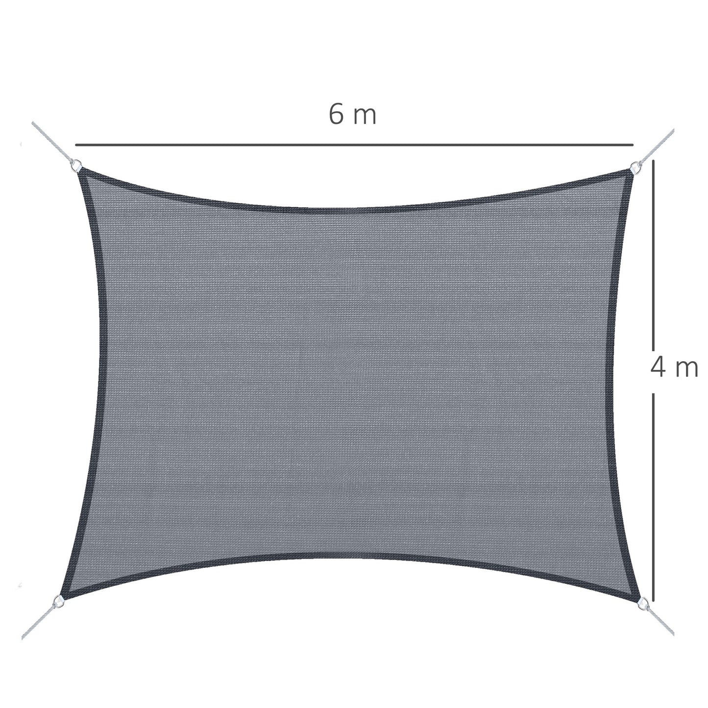Outsunny Toldo Vela De Sombra Rectangular 4x6 M De Hdpe Gris_2