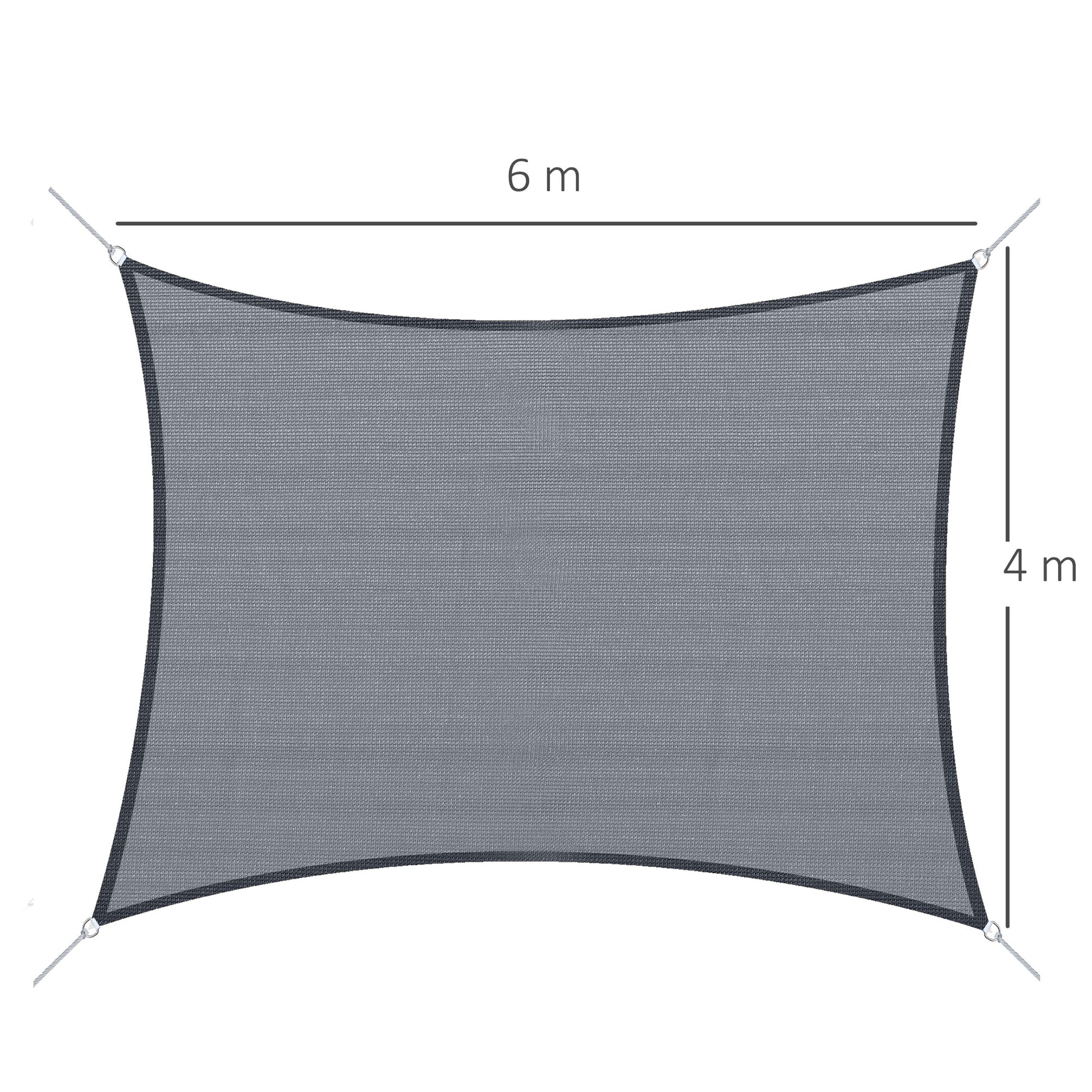 Outsunny Toldo Vela De Sombra Rectangular 4x6 M De Hdpe Gris_2