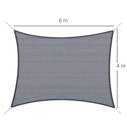 Outsunny Toldo Vela De Sombra Rectangular 4x6 M De Hdpe Gris_2