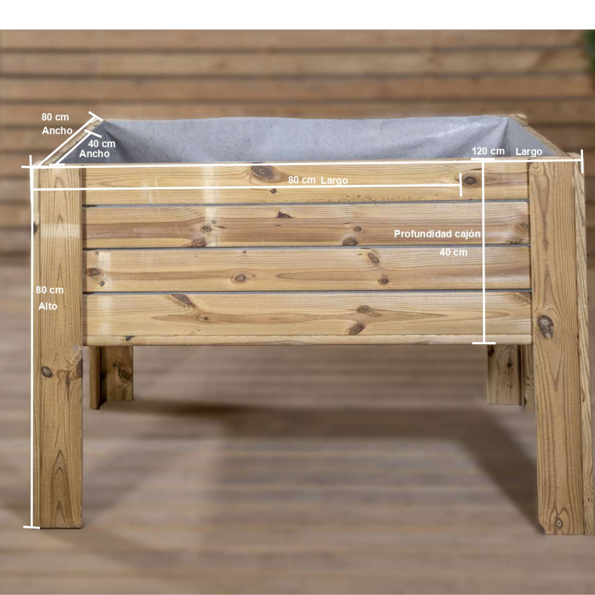 Mesa De Cultivo Mura Profunda 40cm Vidahuerto 80x40x80 Cm._4